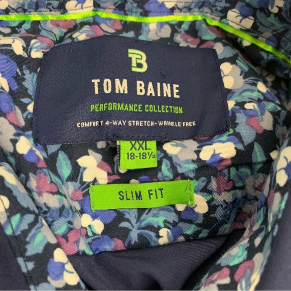 TOM BAINE Men's Size XXL Blue Performance Collection Slim Fit Long Sleeve Shirt. - Picture 7 of 7